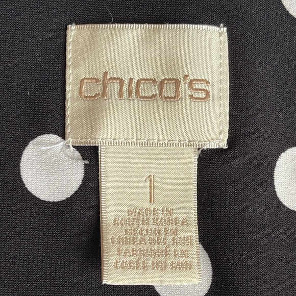 CHICOS BLACK & WHITE POLKA DOT 3/4 SLEEVE BLOUSE SZ SM - Picture 11 of 12